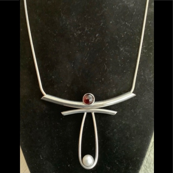 Lonna Keller freshwater Pearl & garnet necklace - Picture 7 of 11